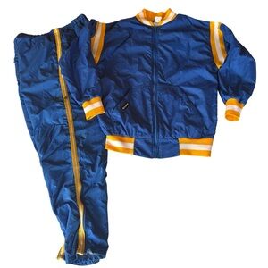 In Play Vintage Lined Track Suit 2 Piece Jacket Pants Blue Yellow Small/34 As Is